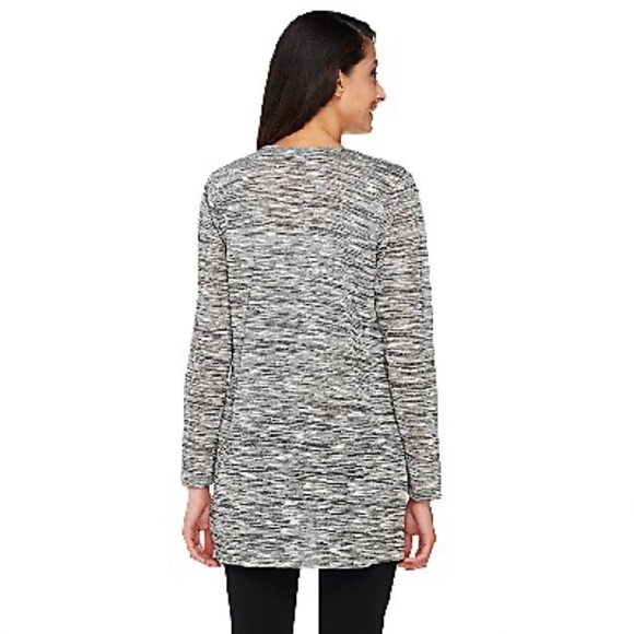 Joan Rivers Heathered Space-Dyed Knit Boyfriend Cardigan NWT Black/White A262485 - Picture 2 of 15